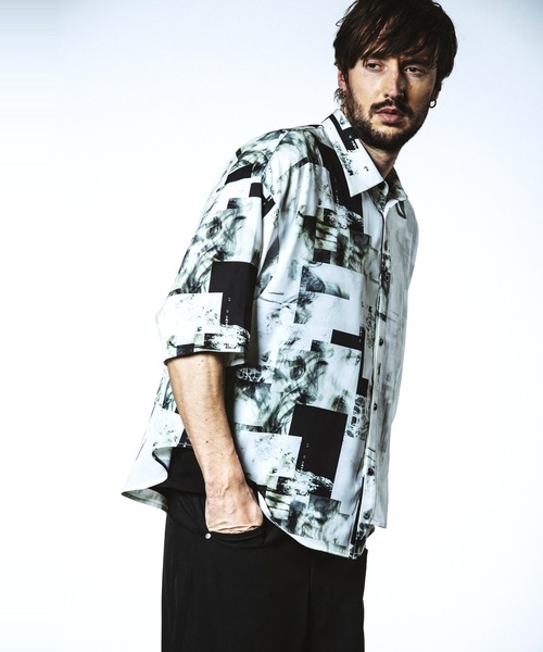 NO ID.(ノーアイディ)の「【NO ID.】Half Sleeve Layered Big Shirt / ハーフ スリーブ レイヤード ビッグ シャツ(シャツ/ブラウス・メンズ・ホワイト/ブラック/チェック・ONE SIZE)」の4枚目の写真