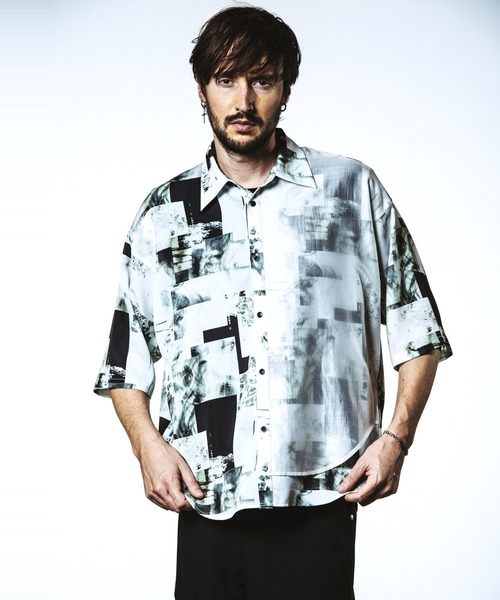 NO ID.(ノーアイディ)の「【NO ID.】Half Sleeve Layered Big Shirt / ハーフ スリーブ レイヤード ビッグ シャツ(シャツ/ブラウス・メンズ・ホワイト/ブラック/チェック・ONE SIZE)」の5枚目の写真