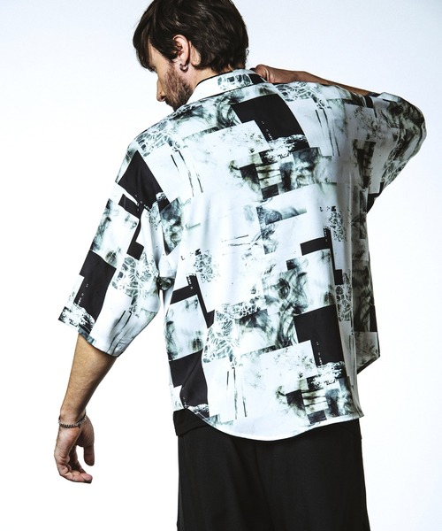 NO ID.(ノーアイディ)の「【NO ID.】Half Sleeve Layered Big Shirt / ハーフ スリーブ レイヤード ビッグ シャツ(シャツ/ブラウス・メンズ・ホワイト/ブラック/チェック・ONE SIZE)」の6枚目の写真