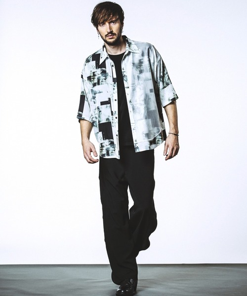 NO ID.(ノーアイディ)の「【NO ID.】Half Sleeve Layered Big Shirt / ハーフ スリーブ レイヤード ビッグ シャツ(シャツ/ブラウス・メンズ・ホワイト/ブラック/チェック・ONE SIZE)」の15枚目の写真