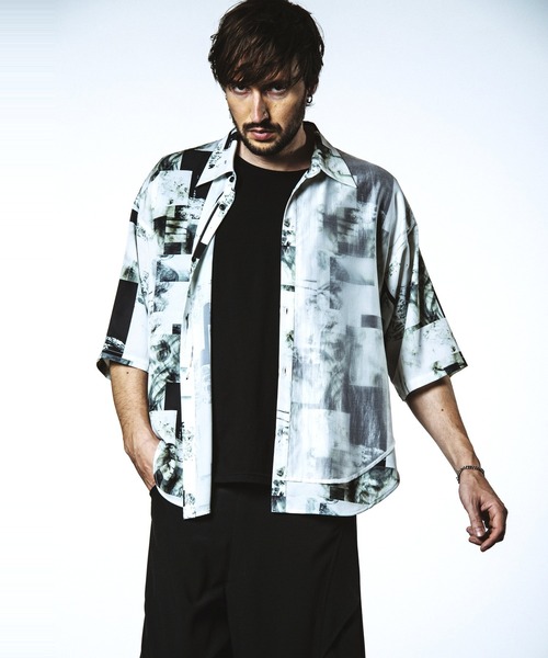 NO ID.(ノーアイディ)の「【NO ID.】Half Sleeve Layered Big Shirt / ハーフ スリーブ レイヤード ビッグ シャツ(シャツ/ブラウス・メンズ・ホワイト/ブラック/チェック・ONE SIZE)」の8枚目の写真