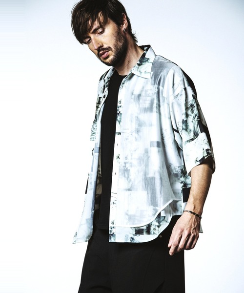 NO ID.(ノーアイディ)の「【NO ID.】Half Sleeve Layered Big Shirt / ハーフ スリーブ レイヤード ビッグ シャツ(シャツ/ブラウス・メンズ・ホワイト/ブラック/チェック・ONE SIZE)」の9枚目の写真