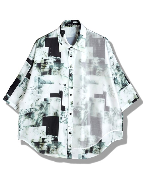 NO ID.(ノーアイディ)の「【NO ID.】Half Sleeve Layered Big Shirt / ハーフ スリーブ レイヤード ビッグ シャツ(シャツ/ブラウス・メンズ・ホワイト/ブラック/チェック・ONE SIZE)」の16枚目の写真