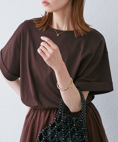 ROPE' PICNIC(ロペピクニック)の「(entry price)マルチファンクション袖折り返しラウンドヘムtee(Tシャツ/カットソー・レディース・ブラック/オフホワイト/ピンク/ブルー/グリーン系その他/ダークブラウン/カーキ/クリーム・38)」の3枚目の写真