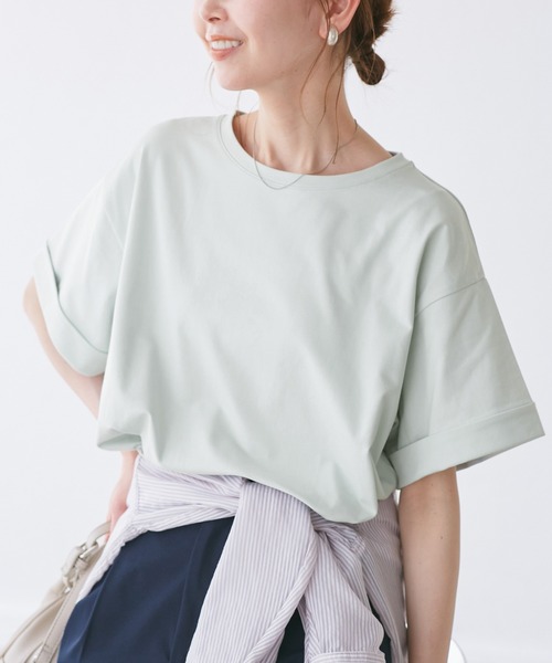 ROPE' PICNIC(ロペピクニック)の「(entry price)マルチファンクション袖折り返しラウンドヘムtee(Tシャツ/カットソー・レディース・ブラック/オフホワイト/ピンク/ブルー/グリーン系その他/ダークブラウン/カーキ/クリーム・38)」の6枚目の写真