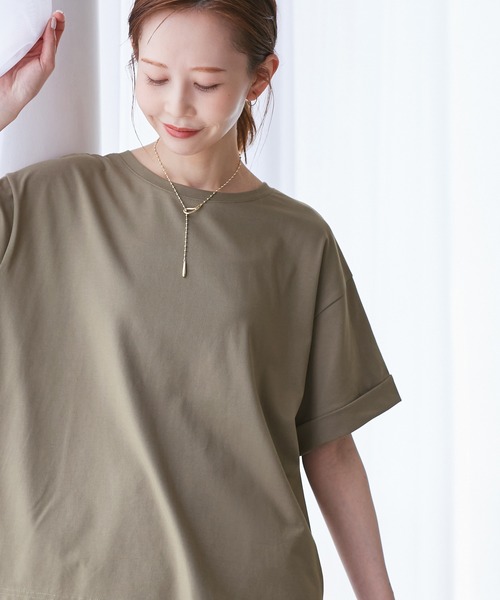 ROPE' PICNIC(ロペピクニック)の「(entry price)マルチファンクション袖折り返しラウンドヘムtee(Tシャツ/カットソー・レディース・ブラック/オフホワイト/ピンク/ブルー/グリーン系その他/ダークブラウン/カーキ/クリーム・38)」の5枚目の写真