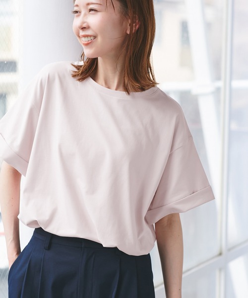 ROPE' PICNIC(ロペピクニック)の「(entry price)マルチファンクション袖折り返しラウンドヘムtee(Tシャツ/カットソー・レディース・ブラック/オフホワイト/ピンク/ブルー/グリーン系その他/ダークブラウン/カーキ/クリーム・38)」の8枚目の写真