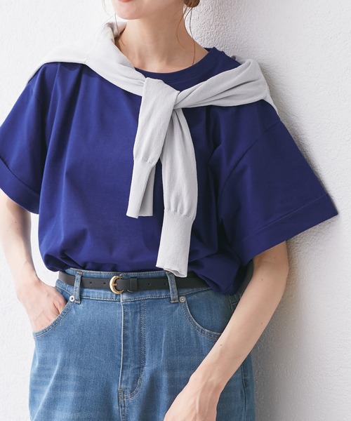 ROPE' PICNIC(ロペピクニック)の「(entry price)マルチファンクション袖折り返しラウンドヘムtee(Tシャツ/カットソー・レディース・ブラック/オフホワイト/ピンク/ブルー/グリーン系その他/ダークブラウン/カーキ/クリーム・38)」の7枚目の写真