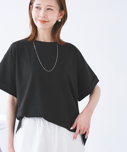 ROPE' PICNIC(ロペピクニック)の「(entry price)マルチファンクション袖折り返しラウンドヘムtee(Tシャツ/カットソー・レディース・ブラック/オフホワイト/ピンク/ブルー/グリーン系その他/ダークブラウン/カーキ/クリーム・38)」の1枚目の写真