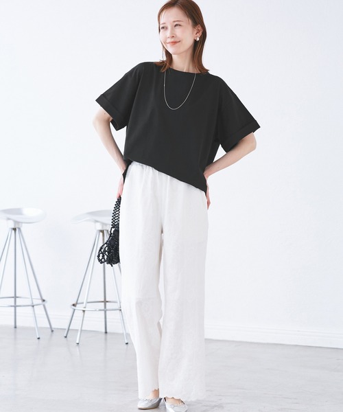 ROPE' PICNIC(ロペピクニック)の「(entry price)マルチファンクション袖折り返しラウンドヘムtee(Tシャツ/カットソー・レディース・ブラック/オフホワイト/ピンク/ブルー/グリーン系その他/ダークブラウン/カーキ/クリーム・38)」の9枚目の写真