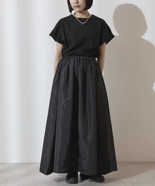 Firsthand（ファーストハンド）の「Firsthand/ファーストハンド ドロスト ドッキングギャザー ロングワンピース / 異素材切り替えデザインワンピース（ワンピース・レディース・ブラック/ブラウン・FREE）」の19枚目の写真