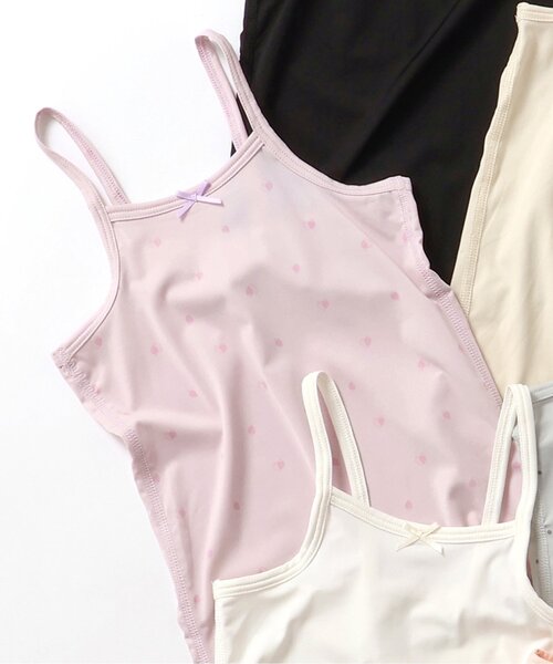 apres les cours（アプレレクール）の「【WEB限定/ジュニア対応】ひんやり天竺深あきインナーキャミ（インナーウェア/肌着・キッズ・ブラック/グレー/オフホワイト/ベージュ/ラベンダー/サーモンピンク・90/100/110/120/80/130/140）」の5枚目の写真