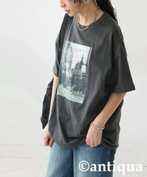 antiqua(アンティカ)の「フォトロゴTシャツ(Tシャツ/カットソー・レディース・チャコールグレー/オフホワイト・ONESIZE)」の16枚目の写真