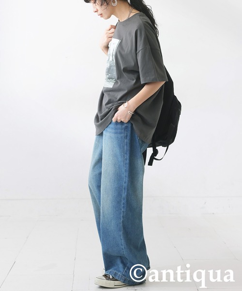 antiqua(アンティカ)の「フォトロゴTシャツ(Tシャツ/カットソー・レディース・チャコールグレー/オフホワイト・ONESIZE)」の18枚目の写真