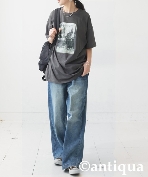 antiqua(アンティカ)の「フォトロゴTシャツ(Tシャツ/カットソー・レディース・チャコールグレー/オフホワイト・ONESIZE)」の3枚目の写真