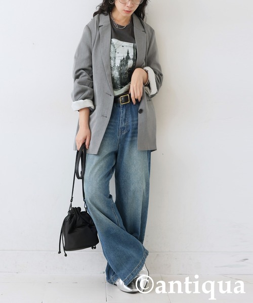 antiqua(アンティカ)の「フォトロゴTシャツ(Tシャツ/カットソー・レディース・チャコールグレー/オフホワイト・ONESIZE)」の4枚目の写真