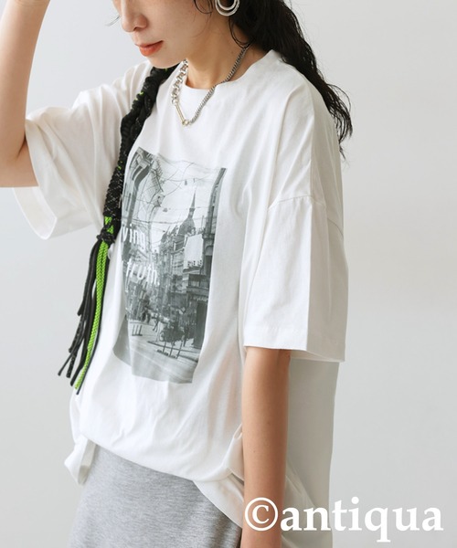 antiqua(アンティカ)の「フォトロゴTシャツ(Tシャツ/カットソー・レディース・チャコールグレー/オフホワイト・ONESIZE)」の13枚目の写真