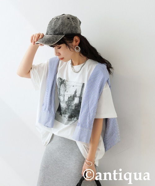antiqua(アンティカ)の「フォトロゴTシャツ(Tシャツ/カットソー・レディース・チャコールグレー/オフホワイト・ONESIZE)」の14枚目の写真