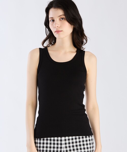 agnes b.(アニエスベー)の「コットン タンクトップ(Tシャツ/カットソー・レディース・ブラック・2/3/1)」の2枚目の写真