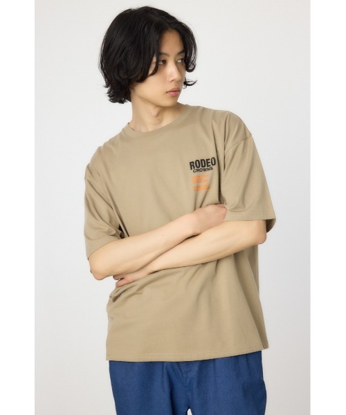 RODEO CROWNS WIDE BOWL(ロデオクラウンズワイドボウル)の「メンズOverlap デニムアップリケTシャツ(Tシャツ/カットソー・メンズ・オフホワイト/ブラック/ライトカーキ・MEDIUM/LARGE)」の3枚目の写真