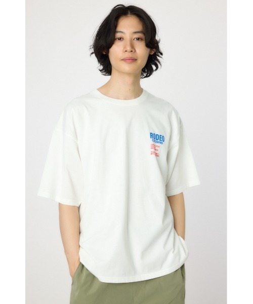 RODEO CROWNS WIDE BOWL(ロデオクラウンズワイドボウル)の「メンズOverlap デニムアップリケTシャツ(Tシャツ/カットソー・メンズ・オフホワイト/ブラック/ライトカーキ・MEDIUM/LARGE)」の13枚目の写真