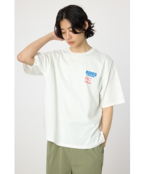 RODEO CROWNS WIDE BOWL(ロデオクラウンズワイドボウル)の「メンズOverlap デニムアップリケTシャツ(Tシャツ/カットソー・メンズ・オフホワイト/ブラック/ライトカーキ・MEDIUM/LARGE)」の14枚目の写真