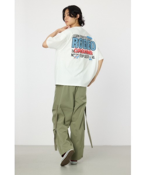 RODEO CROWNS WIDE BOWL(ロデオクラウンズワイドボウル)の「メンズOverlap デニムアップリケTシャツ(Tシャツ/カットソー・メンズ・オフホワイト/ブラック/ライトカーキ・MEDIUM/LARGE)」の16枚目の写真