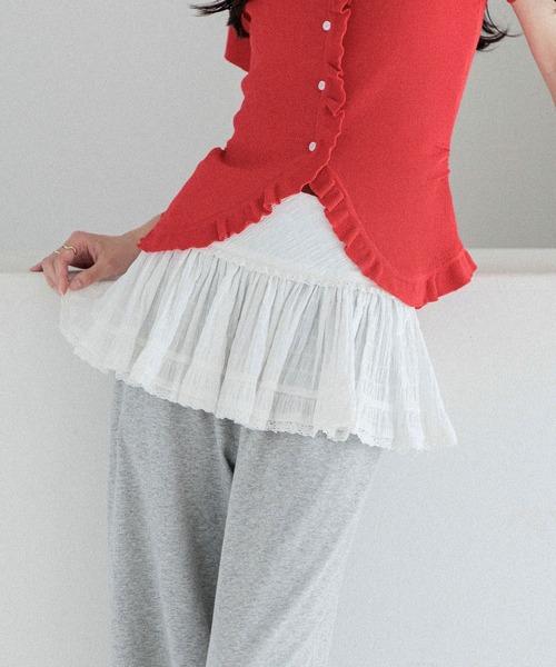 Heather（ヘザー）の「レイヤードフリルミニスカート　491952（スカート・レディース・ブラック/ホワイト/ブラック系その他/ブラック系その他2・FREE）」の11枚目の写真