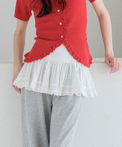 【新品】 Heather ヘザー イレヘム フリル スカート アイボリー タグ付 Heather（ヘザー）の「イレヘムフリルスカート 969480（スカート