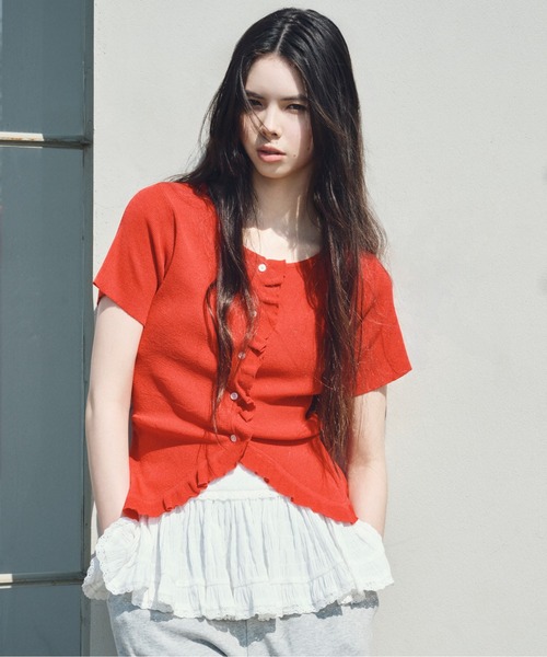 Heather（ヘザー）の「レイヤードフリルミニスカート　491952（スカート・レディース・ブラック/ホワイト/ブラック系その他/ブラック系その他2・FREE）」の13枚目の写真