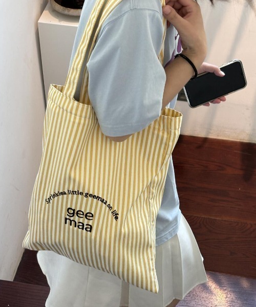 Vipoa(ヴィポア)の「ストライプ&ロゴ トートバッグ(トートバッグ・レディース・イエロー/ピンク/ホワイト・FREE)」の15枚目の写真