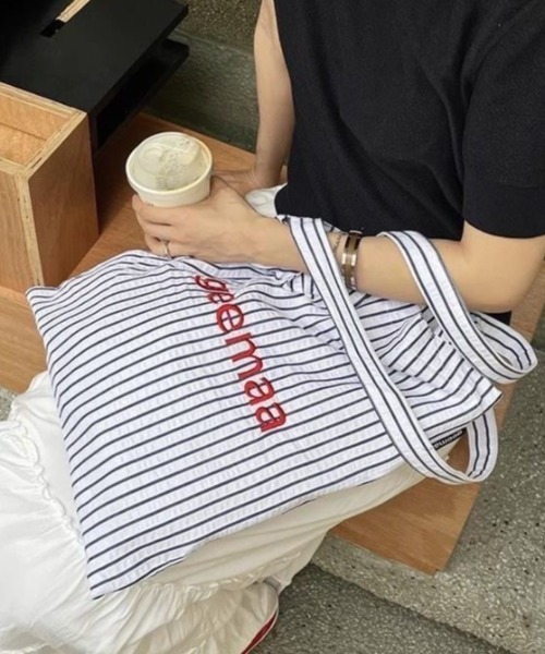 Vipoa(ヴィポア)の「ストライプ&ロゴ トートバッグ(トートバッグ・レディース・イエロー/ピンク/ホワイト・FREE)」の13枚目の写真