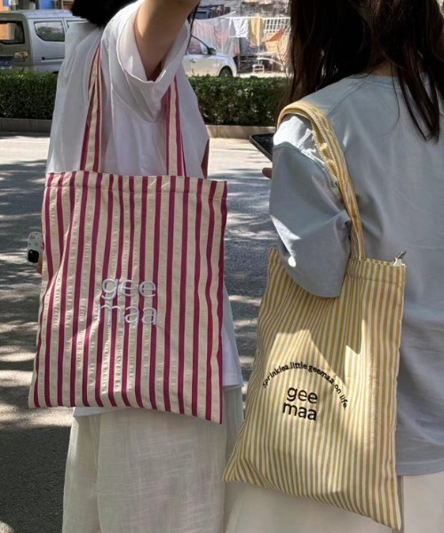 Vipoa(ヴィポア)の「ストライプ&ロゴ トートバッグ(トートバッグ・レディース・イエロー/ピンク/ホワイト・FREE)」の7枚目の写真