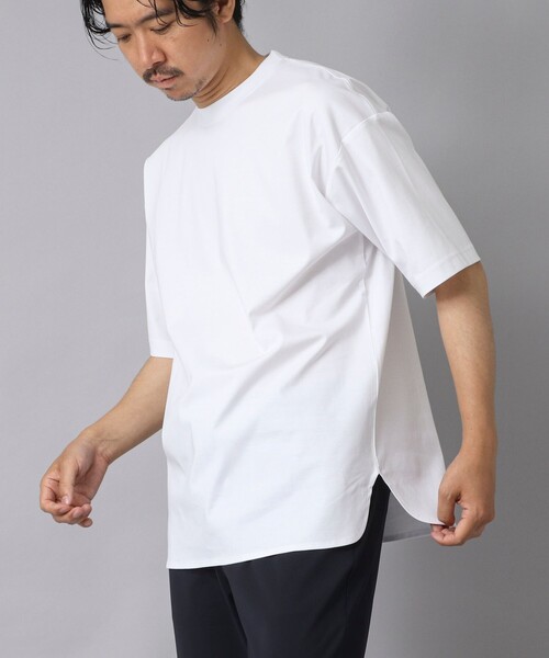 NOLLEY’S（ノーリーズ）の「【ACTIVE SECT】《限定展開》両面シルケット ラウンドテールTシャツ 25SS（Tシャツ/カットソー・メンズ・グレイッシュブルー/ホワイト/ブラック・L/M/S）」の2枚目の写真