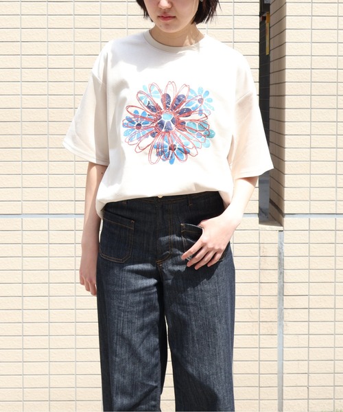 ATELANE(アテレーン)の「ATELANE/ライトスエードポンチ フラワーTEE(Tシャツ/カットソー・メンズ・グレー/アイボリー・LARGE/MEDIUM)」の12枚目の写真