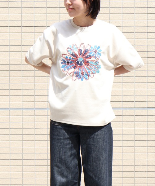 ATELANE(アテレーン)の「ATELANE/ライトスエードポンチ フラワーTEE(Tシャツ/カットソー・メンズ・グレー/アイボリー・LARGE/MEDIUM)」の13枚目の写真