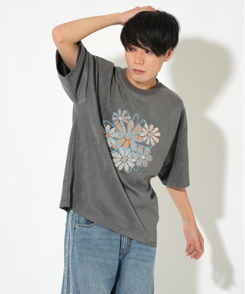 ATELANE(アテレーン)の「ATELANE/ライトスエードポンチ フラワーTEE(Tシャツ/カットソー・メンズ・グレー/アイボリー・LARGE/MEDIUM)」の19枚目の写真