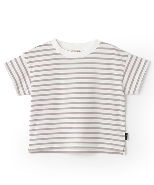 petit main（プティマイン）の「【GOODPRICE冷感】ボーダー半袖Tシャツ（Tシャツ/カットソー・キッズ・グレー/パープル/ピンク/グリーン/ライトブルー/ブラウン系その他・130cm/90cm/100cm/110cm/80ｃｍ/120cm）」の2枚目の写真