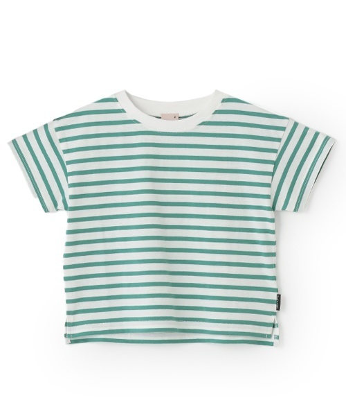 petit main（プティマイン）の「【GOODPRICE冷感】ボーダー半袖Tシャツ（Tシャツ/カットソー・キッズ・グレー/パープル/ピンク/グリーン/ライトブルー/ブラウン系その他・130cm/90cm/100cm/110cm/80ｃｍ/120cm）」の4枚目の写真