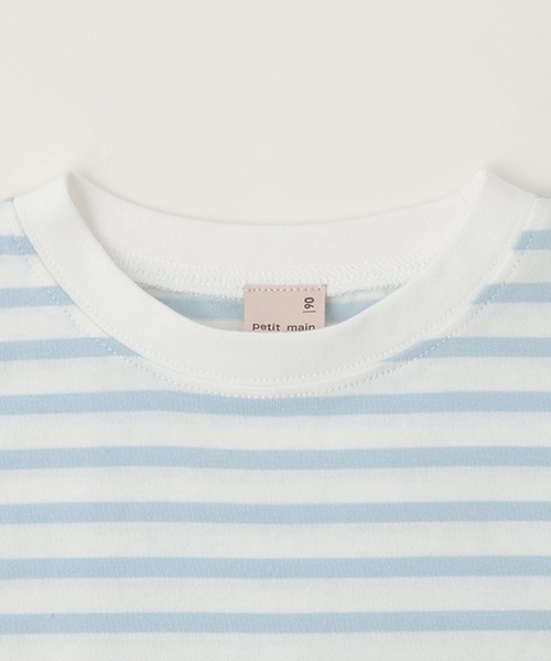 petit main（プティマイン）の「【GOODPRICE冷感】ボーダー半袖Tシャツ（Tシャツ/カットソー・キッズ・グレー/パープル/ピンク/グリーン/ライトブルー/ブラウン系その他・130cm/90cm/100cm/110cm/80ｃｍ/120cm）」の8枚目の写真