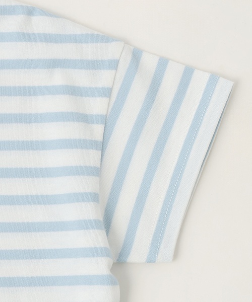 petit main（プティマイン）の「【GOODPRICE冷感】ボーダー半袖Tシャツ（Tシャツ/カットソー・キッズ・グレー/パープル/ピンク/グリーン/ライトブルー/ブラウン系その他・130cm/90cm/100cm/110cm/80ｃｍ/120cm）」の9枚目の写真