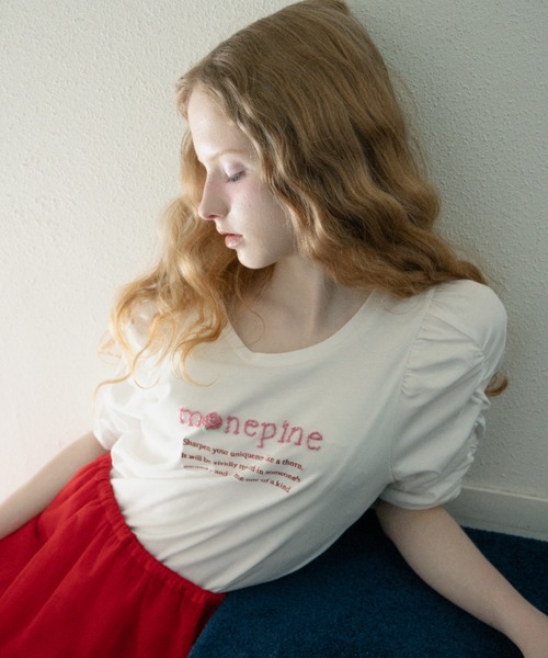 monepine(モネピネ)の「"monepine" beads logo Tee/"monepine" ビーズロゴTシャツ(Tシャツ/カットソー・レディース・ミント/ホワイト/ピンク・1/2)」の22枚目の写真