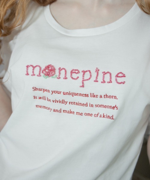 monepine(モネピネ)の「"monepine" beads logo Tee/"monepine" ビーズロゴTシャツ(Tシャツ/カットソー・レディース・ミント/ホワイト/ピンク・1/2)」の9枚目の写真