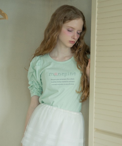monepine(モネピネ)の「"monepine" beads logo Tee/"monepine" ビーズロゴTシャツ(Tシャツ/カットソー・レディース・ミント/ホワイト/ピンク・1/2)」の11枚目の写真