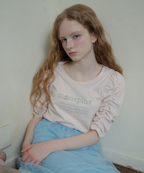 monepine(モネピネ)の「"monepine" beads logo Tee/"monepine" ビーズロゴTシャツ(Tシャツ/カットソー・レディース・ミント/ホワイト/ピンク・1/2)」の15枚目の写真