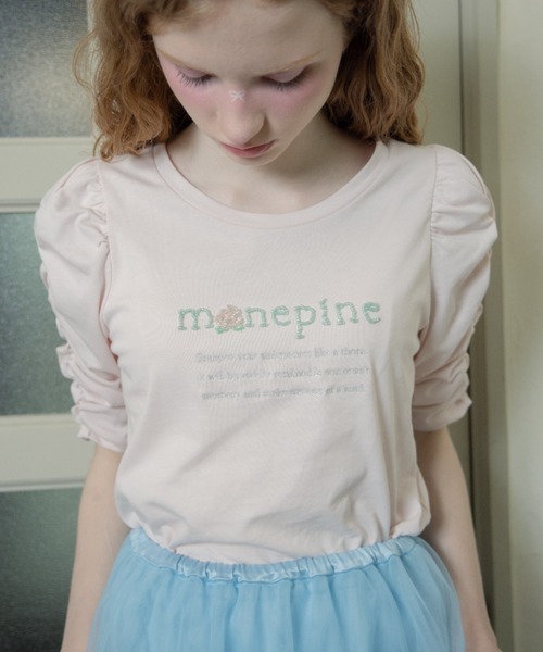 monepine(モネピネ)の「"monepine" beads logo Tee/"monepine" ビーズロゴTシャツ(Tシャツ/カットソー・レディース・ミント/ホワイト/ピンク・1/2)」の17枚目の写真