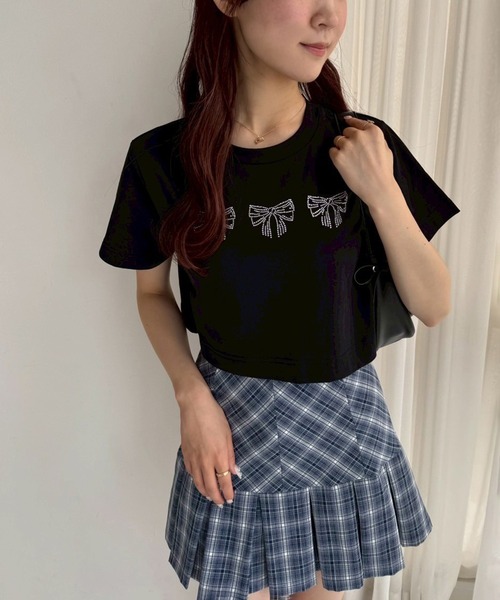 one after another NICE CLAUP(ワンアフターアナザーナイスクラップ)の「ネコ/リボンアソートショートTシャツ(Tシャツ/カットソー・レディース・ブラック/オフホワイト/チャコールグレー/ホワイト・FREE)」の14枚目の写真