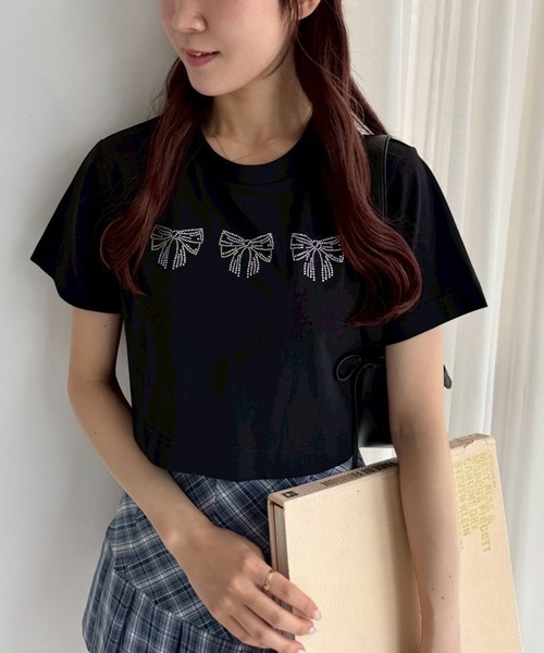 one after another NICE CLAUP(ワンアフターアナザーナイスクラップ)の「ネコ/リボンアソートショートTシャツ(Tシャツ/カットソー・レディース・ブラック/オフホワイト/チャコールグレー/ホワイト・FREE)」の16枚目の写真