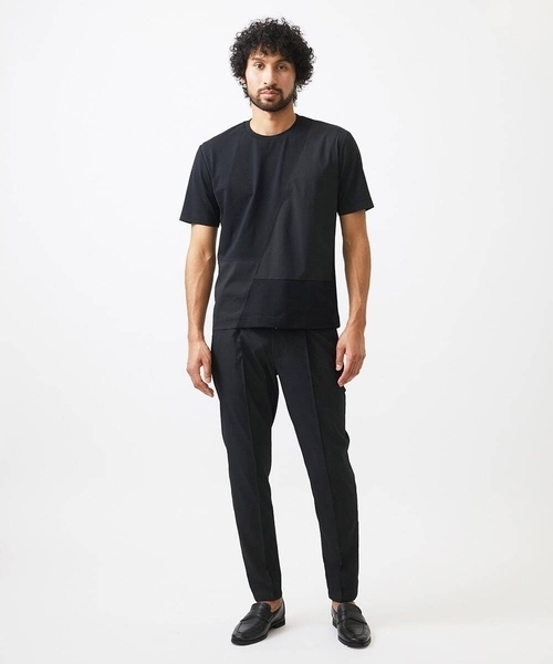 MICHEL KLEIN HOMME   （ミッシェルクランオム）の「【セットアップ】切り替えクルーネック半袖カットソー（Tシャツ/カットソー・メンズ・ブラック/ライトグレー/ネイビー・MEDIUM/LARGE/X-LARGE）」の7枚目の写真