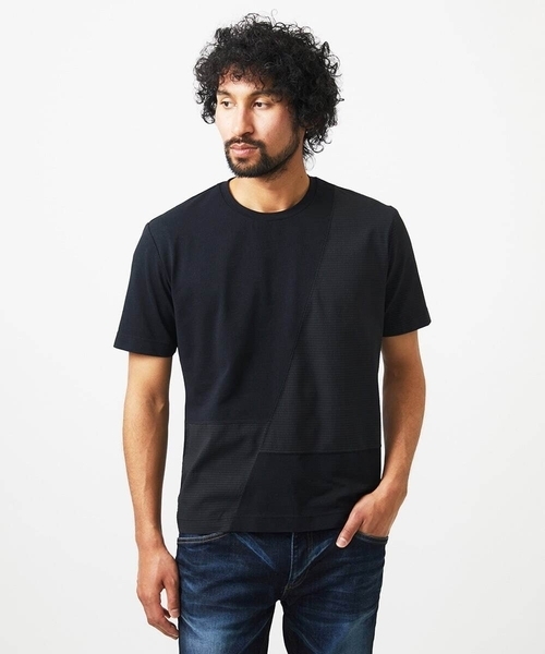 MICHEL KLEIN HOMME   （ミッシェルクランオム）の「【セットアップ】切り替えクルーネック半袖カットソー（Tシャツ/カットソー・メンズ・ブラック/ライトグレー/ネイビー・MEDIUM/LARGE/X-LARGE）」の8枚目の写真
